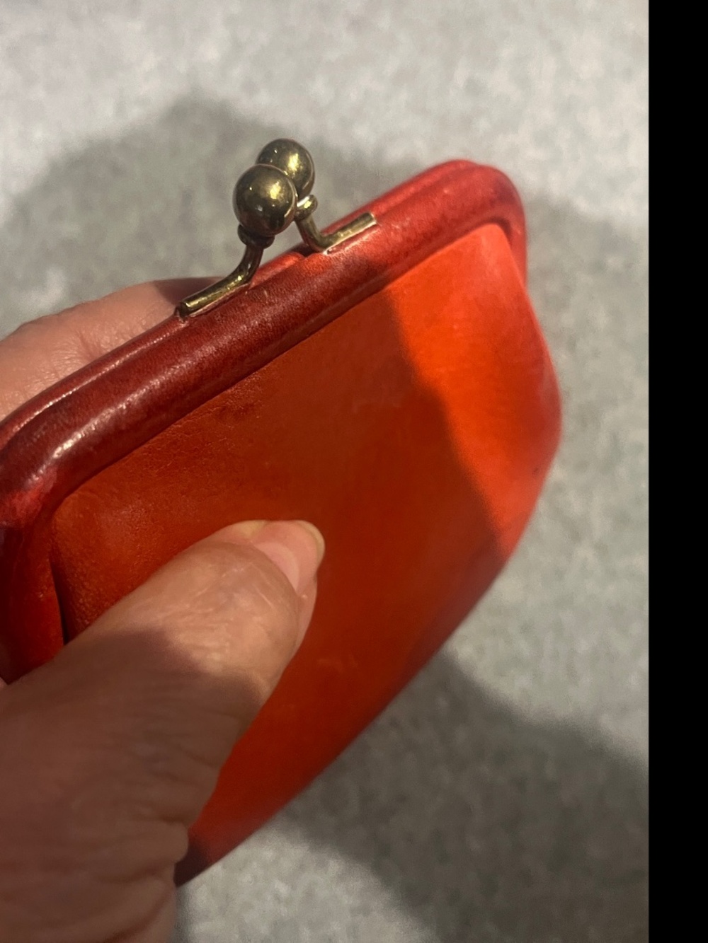 Vintage Red Coach Double Purse Kiss Lock Coin Purse # 7155